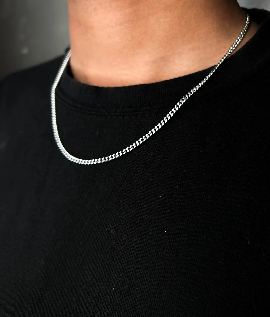 Stylish Silver Cuban Chain Necklace for Men – Premium Stainless Steel Minimal Chain