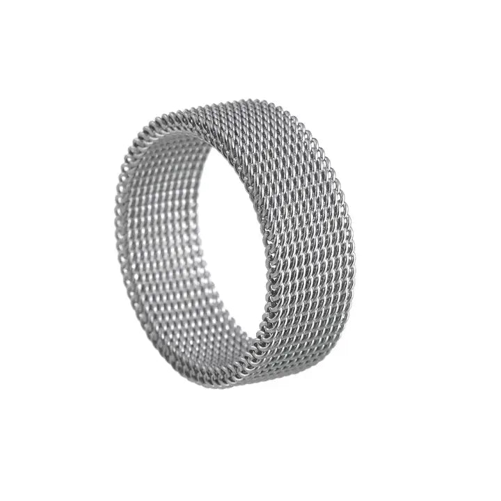 Stainless Steel Mesh Band Ring - Versatile & Chic for Casual Attire, Hip-Hop/Minimalist Style